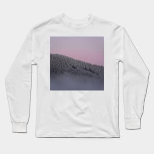 Pink Winter Misty Sunset in the Mountains of Czech Long Sleeve T-Shirt